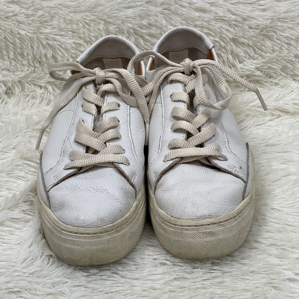 Soludos Shoes Ibiza Sneakers Womens 8.5 White Leather Classic Casual‎ Platform - Picture 5 of 11